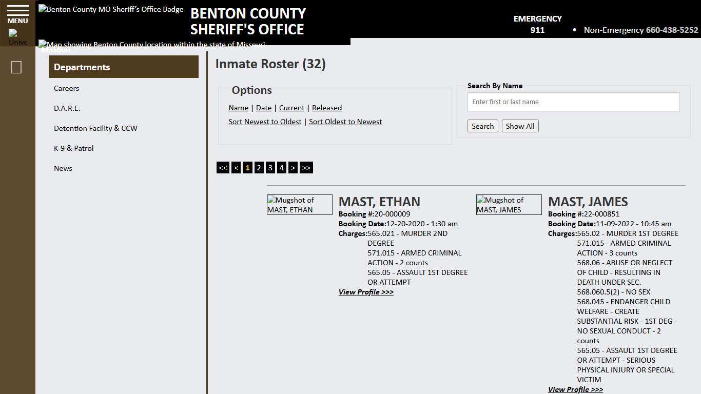 Inmate Roster - Current Inmates Booking Date Ascending - Benton County MO Sheriff’s Office